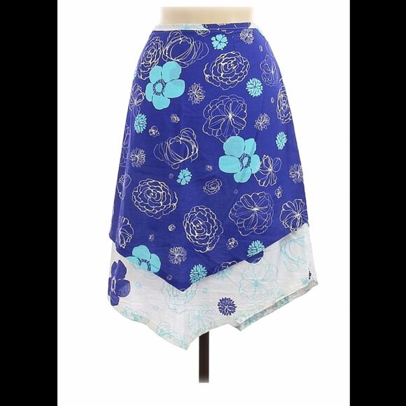 Vintage 90s Billabong floral cotton v hem midi skirt, size 9 - Picture 2 of 10